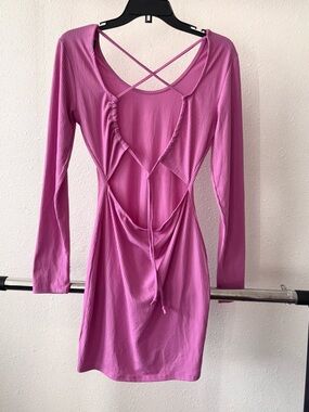 Rue 21 Ribbed Long Sleeve Open Back Dress